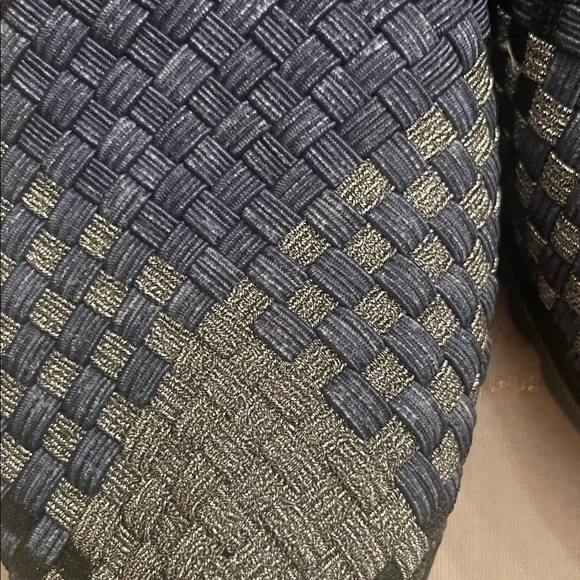 bernie mev. Navy and silver metallic Woven Slip-Ons - Picture 2 of 6